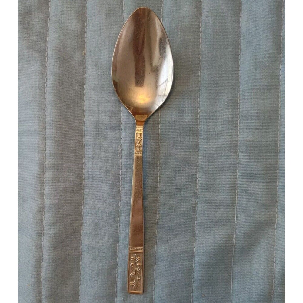 Customcraft Stainless Flatware Fleur De Lis Serving Spoon 7”
